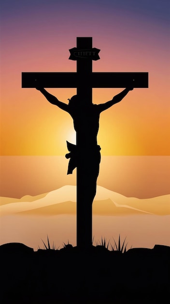 Le concept de la résurrection, la crucifixion de Jésus-Christ, la croix au coucher du soleil.