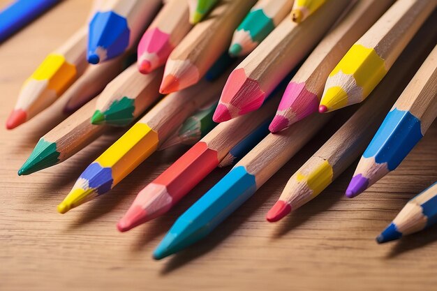 Concept de retour à l'école avec un crayon de couleur en gros plan