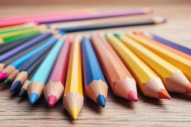 Concept de retour à l'école avec un crayon de couleur en gros plan