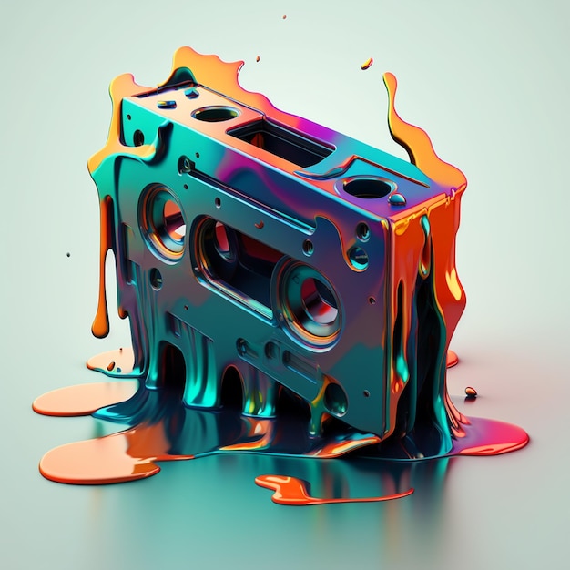 Un concept rétro créatif et coloré d'une cassette fondante générée par l'IA