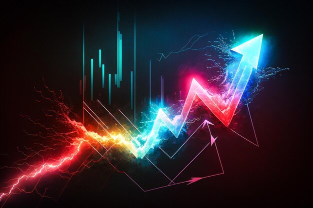 Photo concept de réussite et de croissance de l'entreprise graphique graphique d'entreprise de la bourse sur écran numérique marché forex