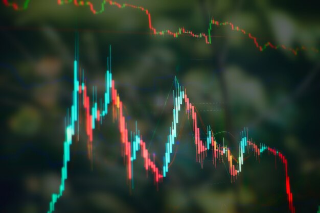 Concept de réussite et de croissance de l'entreprise. Graphique graphique d'entreprise boursière sur écran numérique. Marché Forex, marché de l'or et marché du pétrole brut