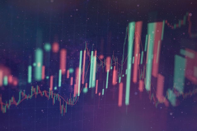 Concept de réussite et de croissance de l'entreprise. Graphique graphique d'entreprise boursière sur écran numérique. Marché Forex, marché de l'or et marché du pétrole brut.