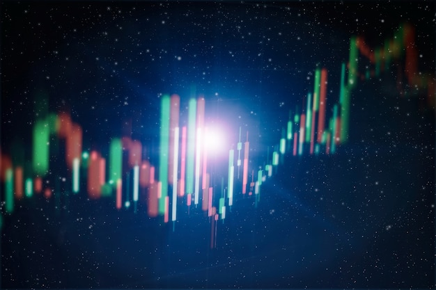 Concept de réussite et de croissance de l'entreprise. Graphique graphique d'entreprise boursière sur écran numérique. Marché Forex, marché de l'or et marché du pétrole brut.