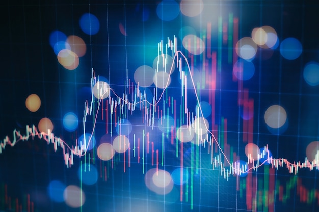 Concept de réussite et de croissance de l'entreprise. Graphique graphique d'entreprise boursière sur écran numérique. Marché Forex, marché de l'or et marché du pétrole brut.