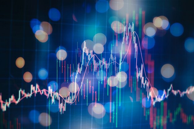 Concept de réussite et de croissance de l'entreprise. Graphique graphique d'entreprise boursière sur écran numérique. Marché Forex, marché de l'or et marché du pétrole brut.