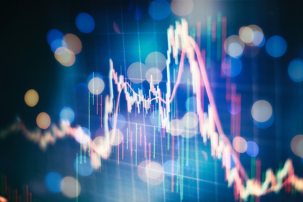 Concept de réussite et de croissance de l'entreprise. Graphique graphique d'entreprise boursière sur écran numérique. Marché Forex, marché de l'or et marché du pétrole brut.