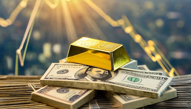 Concept de la richesse de l'argent et de l'or dollars investissements et le commerce