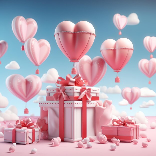 Photo concept de la saint-valentin boîte cadeau rose en forme de cœur concept d'amour ia générative