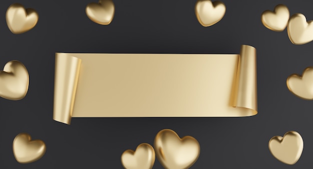 Concept de la Saint-Valentin, coeurs d'or