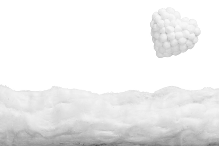 Photo concept de la saint-valentin. forme de coeur de coton