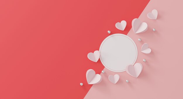 Concept de la Saint-Valentin heureuse. scène minimale avec des formes géométriques.