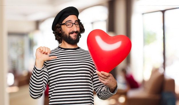 Concept de la Saint-Valentin jeune homme fou