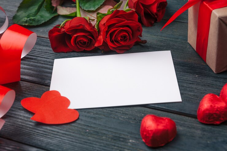 Concept de la Saint-Valentin. Roses rouges fraîches et coffret cadeau