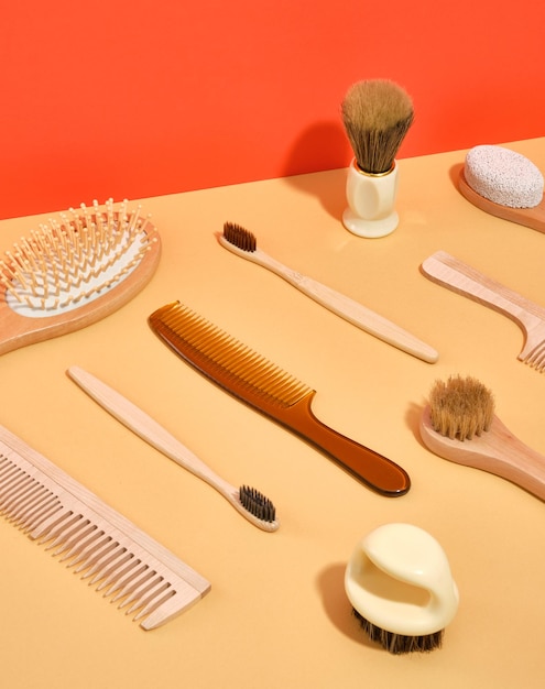 Concept sans plastique Divers outils de soins de la peau Peignes à cheveux, brosses à dents et brosses de douche