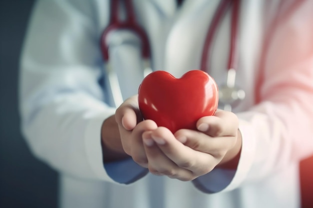 Concept de santé personne médecin soins des mains cardiologie médecine hôpital coeur AI générative