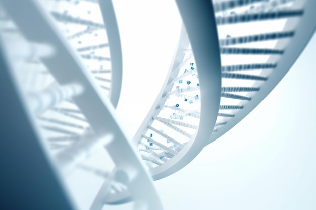 Concept de science et de chimie Molécule d'ADN avec des antécédents médicaux de fils en spirale