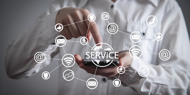 Photo concept de service avec un symbole de contact