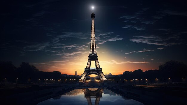 Photo concept de silhouette de la tour eiffel