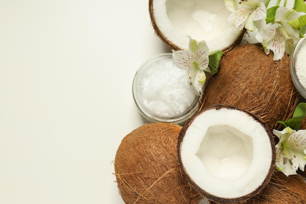 Concept de soins corporels à la noix de coco et à l'huile de coco