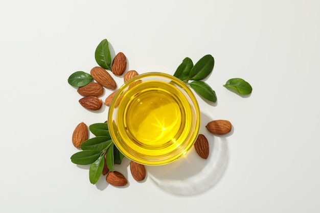 Photo concept de soins de la peau et du corps amandes huile d'amande