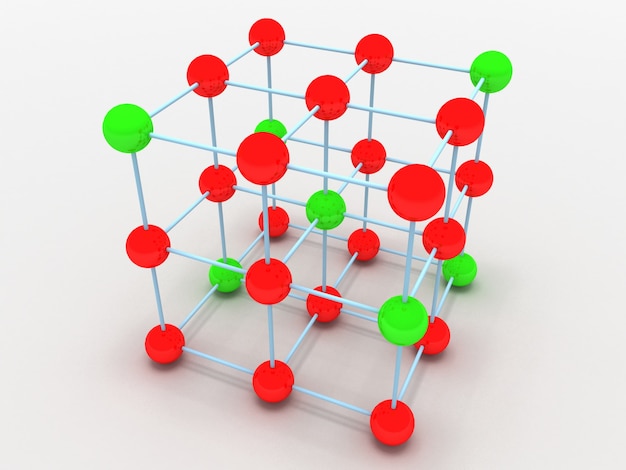 Concept de structure de molécule de cristal. illustration de rendu 3D