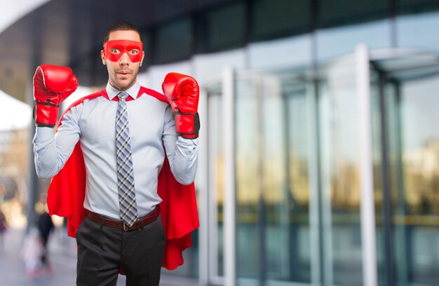 Photo concept d'un super-homme d'affaires en lutte