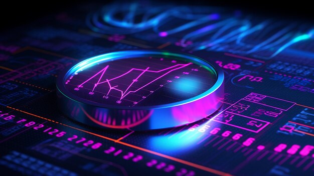 concept de technologie abstraite loupe et données