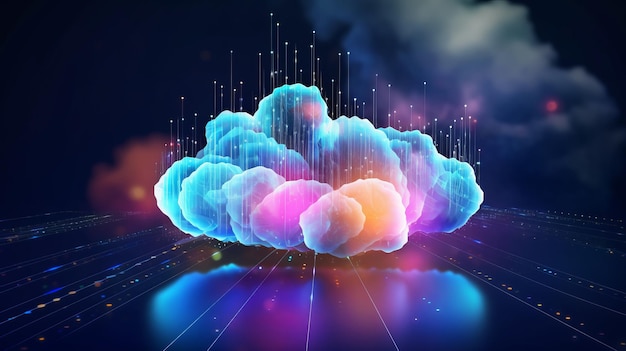 Concept de technologie de cloud computing Illustration futuriste Generative ai