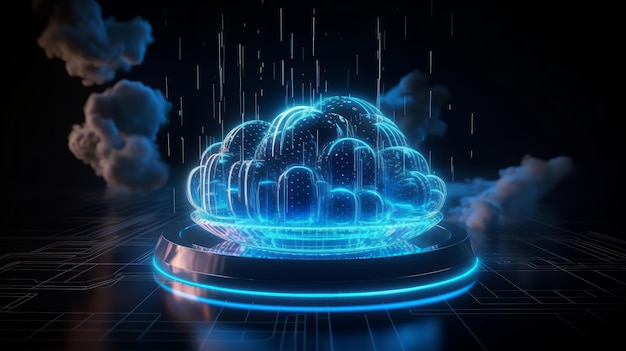 Concept de technologie de cloud computing néon IA générative