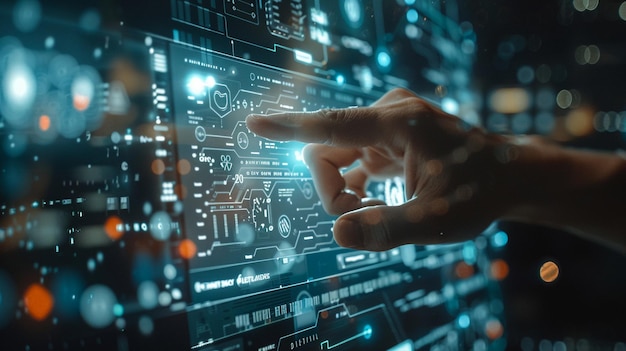 Concept de technologie de données financières numériques d'affaires futuristes pour l'analyse et l'exploitation de grandes données futures
