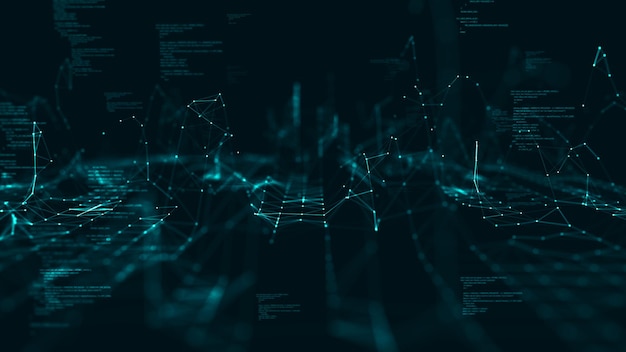 Photo concept de technologie des données numériques cybersécurité réseau internet polygon code binaire connecté