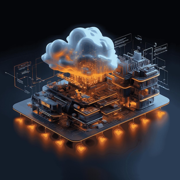 Concept de technologie du cloud computing Concept de centre de données Technologies modernes du cloud Vecteur
