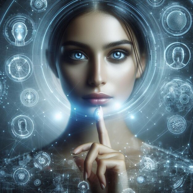 Photo concept de la technologie et de l'homme intelligence artificielle ai réseau de communication