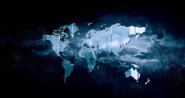 Concept de technologies mondiales. Éléments de l'image fournis par la NASA. Technique mixte