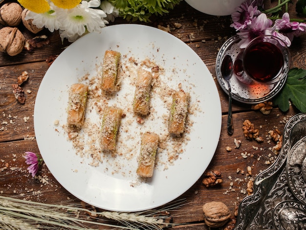 Concept de thé de petit déjeuner de dessert turc de nourriture