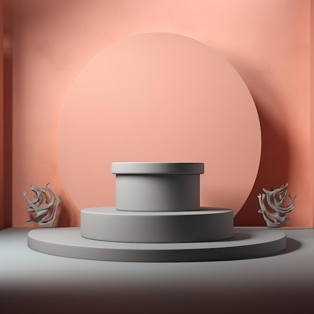 Concept de thérapie esthétique minimaliste de soins de beauté bouteille de crème de crème pierre de marbre avec fleur agai