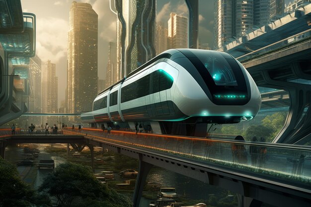 Concept de transport à l'énergie propre dans le futur créé avec la technologie d'intelligence artificielle générative