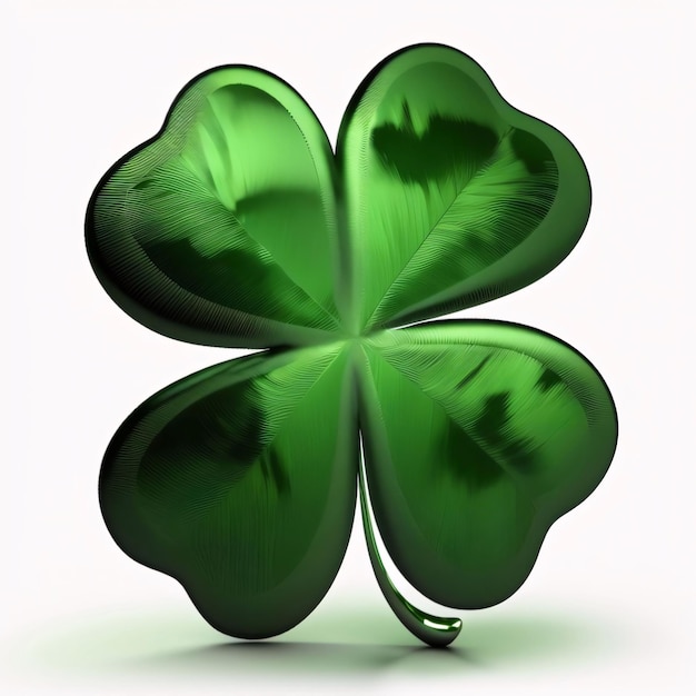 Le concept de trèfle vert illustration à quatre feuilles sur un fond blanc isolé Le trèfle à quatre feuiles vert est le symbole de la fête de Saint-Patrick