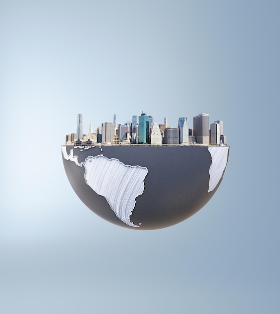 Photo concept d'urbanisation globe et ville