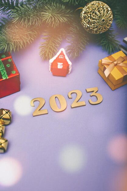 Concept de vacances du nouvel an en tant que modèle de carte de voeux vue de dessus copyspace décoration de Noël