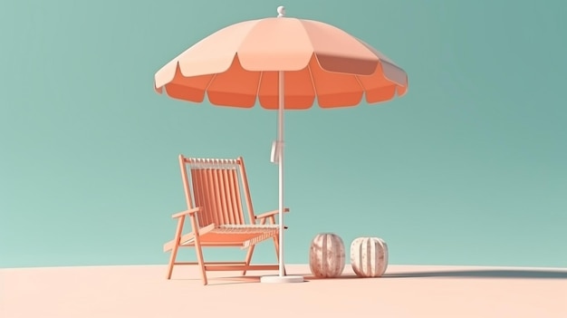 Concept de vacances d'été en 3D avec une chaise de plage GENERATE AI