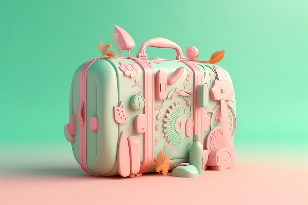 Concept de vacances de sac de voyage mignon doodle Créé avec la technologie IA générative