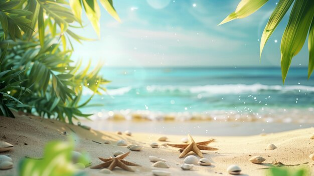 Concept de vacances avec des vacances à la plage dans un contexte avec des éléments végétaux naturels