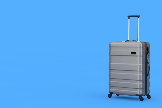 Concept de vacances de vacances de voyage valise grise en plastique de luxe moderne rendu 3d