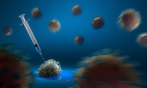 Photo concept de vaccin contre le coronavirus avec seringue