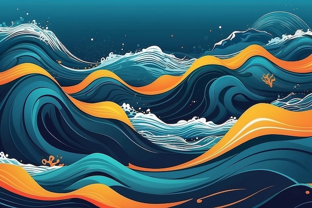 Concept de vagues de mer profonde vecteur abstrait illustration de fond des stocks