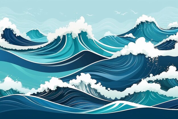 Concept de vagues de mer profonde vecteur abstrait illustration de fond des stocks