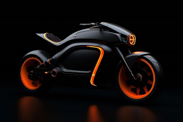 Concept de vélo électrique futuriste sur fond noir