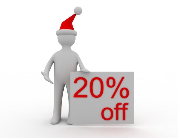 Concept de vente de Noël 3D 20% de réduction